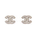 Chanel Silver Strass CC Stud Earrings