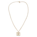 Chanel Pale Gold-Tone & Faux Pearl CC Pendant Necklace