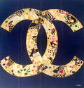 CHANEL CC VINTAGE NAVY SILK SCARF