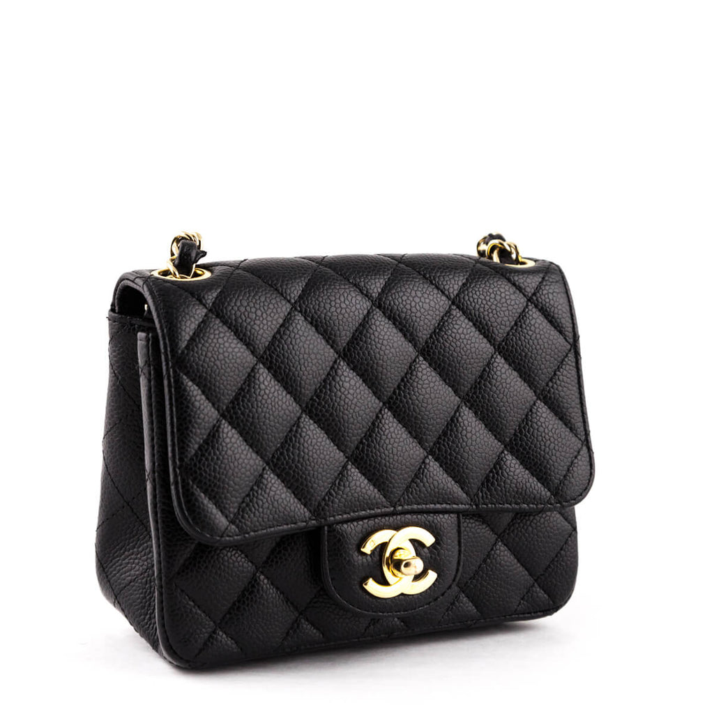 Chanel Black Quilted Caviar Mini Square Flap Bag