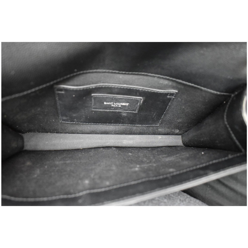 YVES SAINT LAURENT Kate Pebbled Leather Clutch Wallet Black