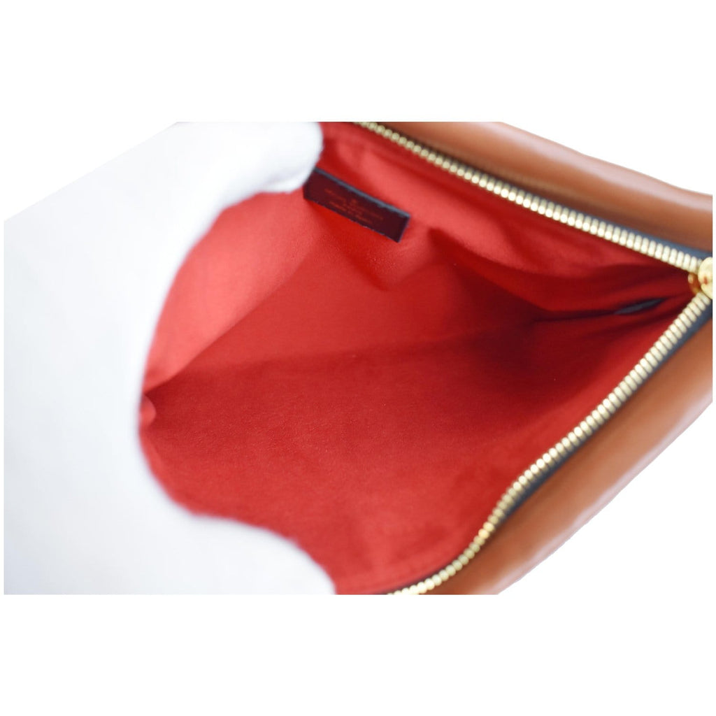 LOUIS VUITTON Tuileries Monogram Canvas Clutch Bag Caramel