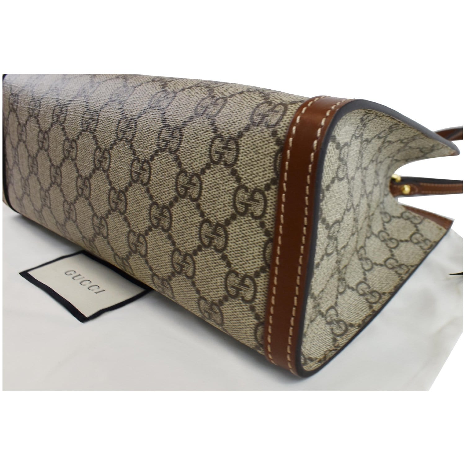 GUCCI Padlock Small GG Supreme Canvas Shoulder Bag Beige/Ebony 498156