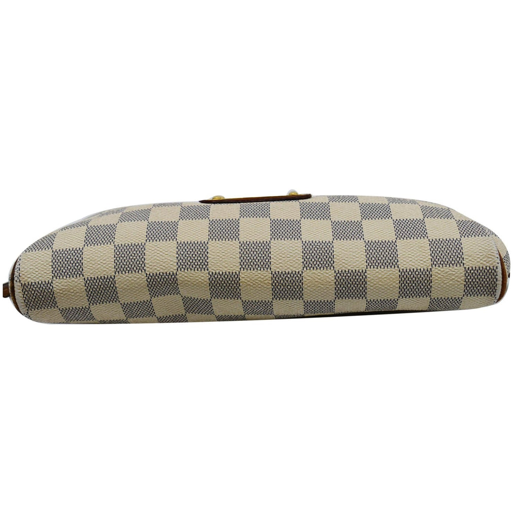 LOUIS VUITTON Pochette Eva Damier Azur Clutch Crossbody Bag White