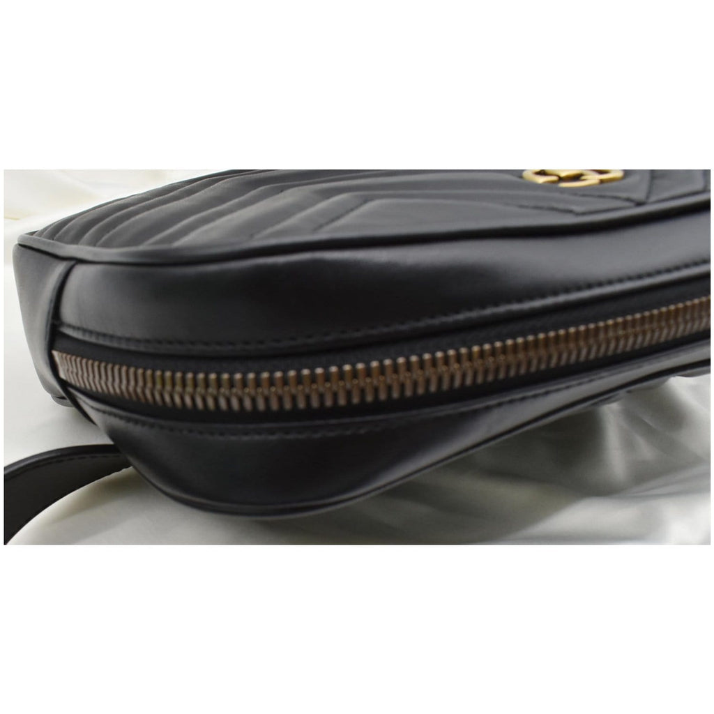 GUCCI GG Marmont Matelasse Leather Belt Bag Black 523380