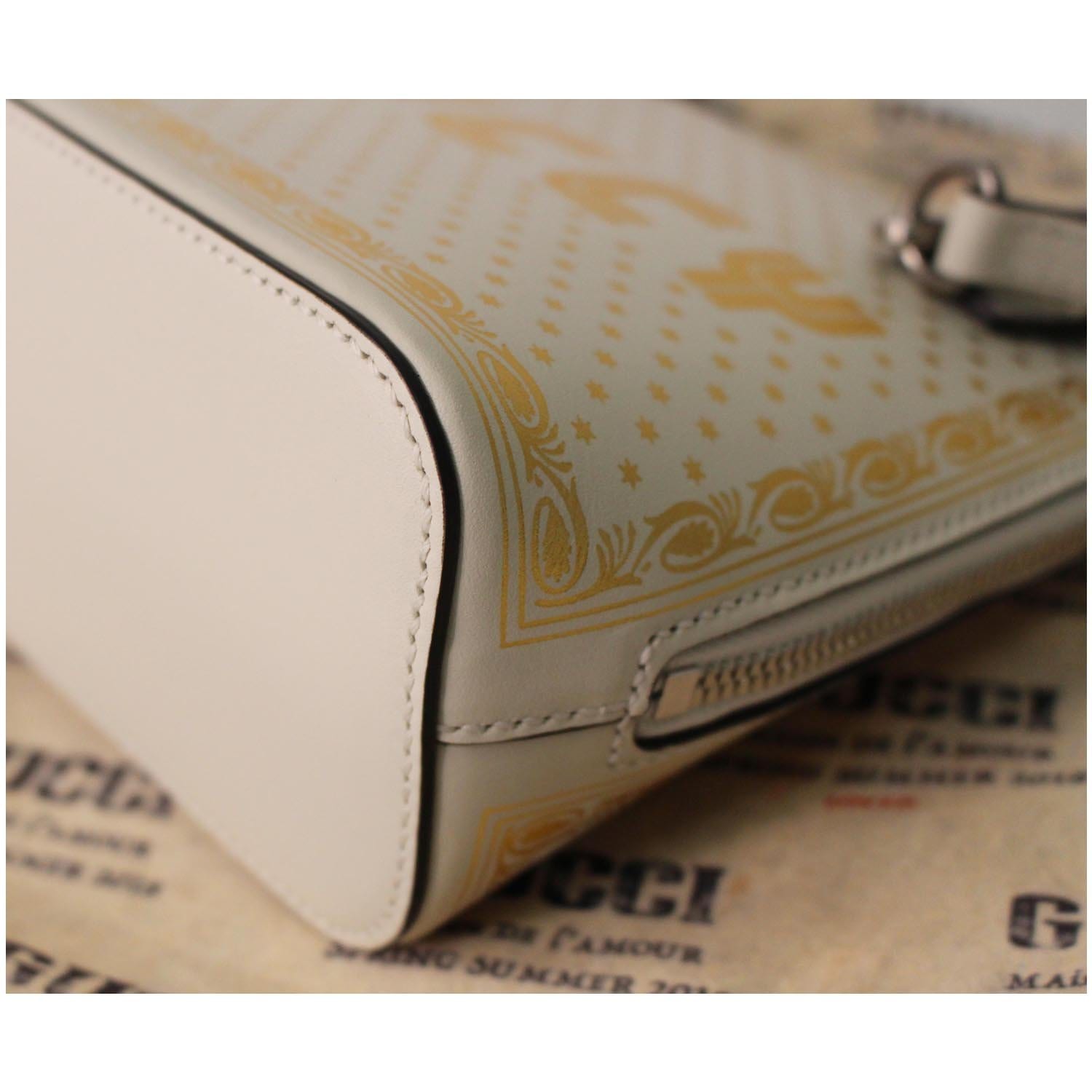 GUCCI Moon Steller Guccy Leather Crossbody Bag Ivory