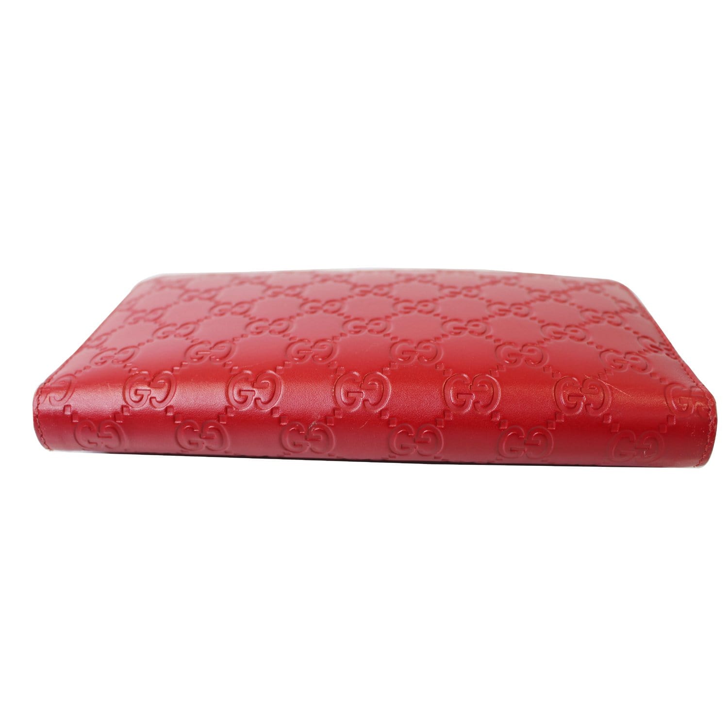 GUCCI Signature Continental Guccissima Zip Around Wallet Red 233194