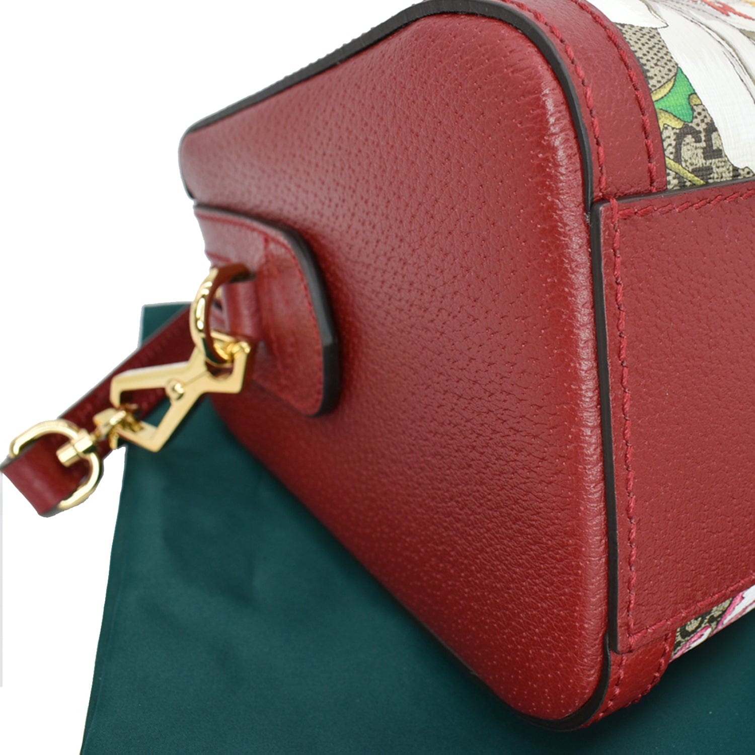 GUCCI Ophidia Flora Web GG Supreme Canvas Top Handle Shoulder Bag Red 524532
