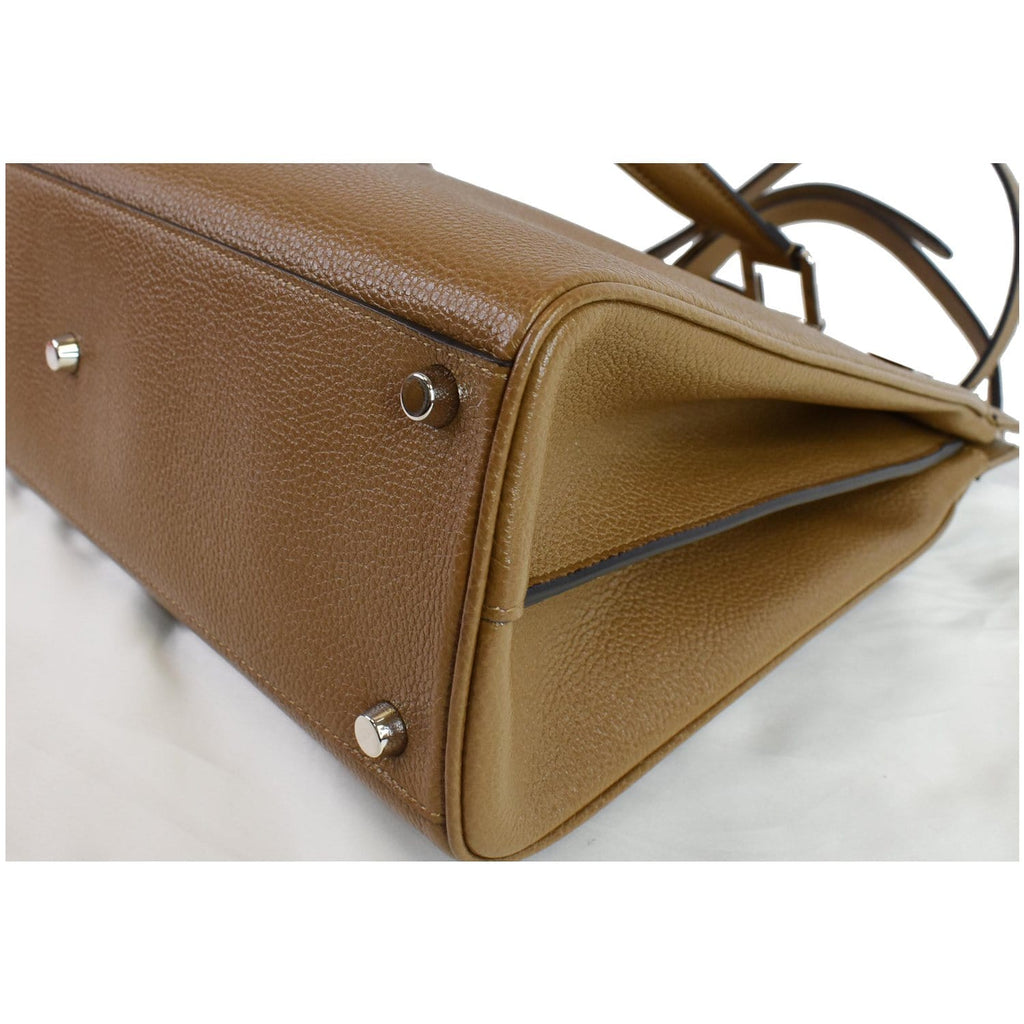 GUCCI Medium Zumi Grainy Leather Top Handle Bag Taupe 564714