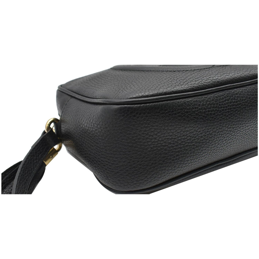 GUCCI Soho Disco Small Pebbled Leather Crossbody Bag Black 308364