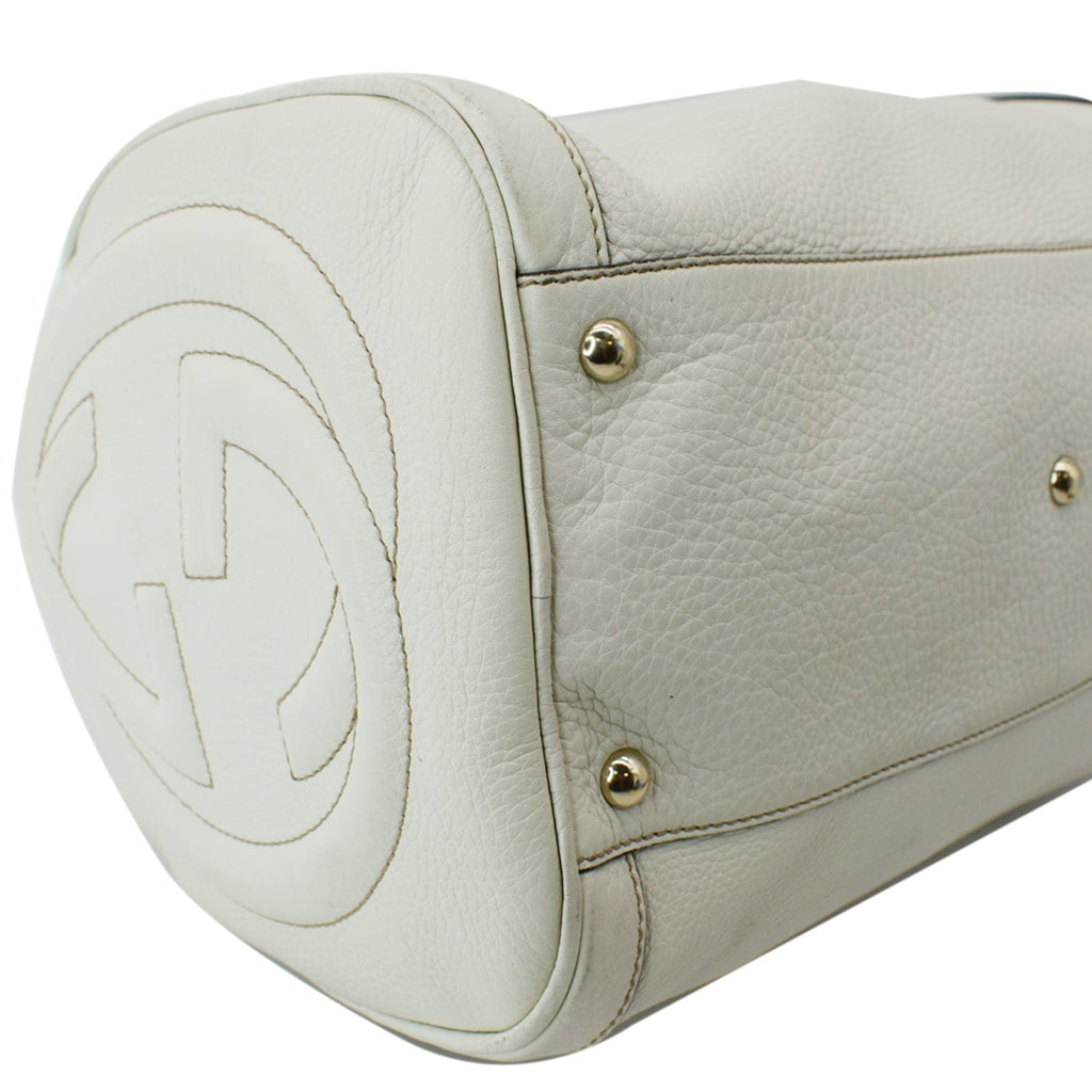 GUCCI Soho Leather Boston Bag White 282302