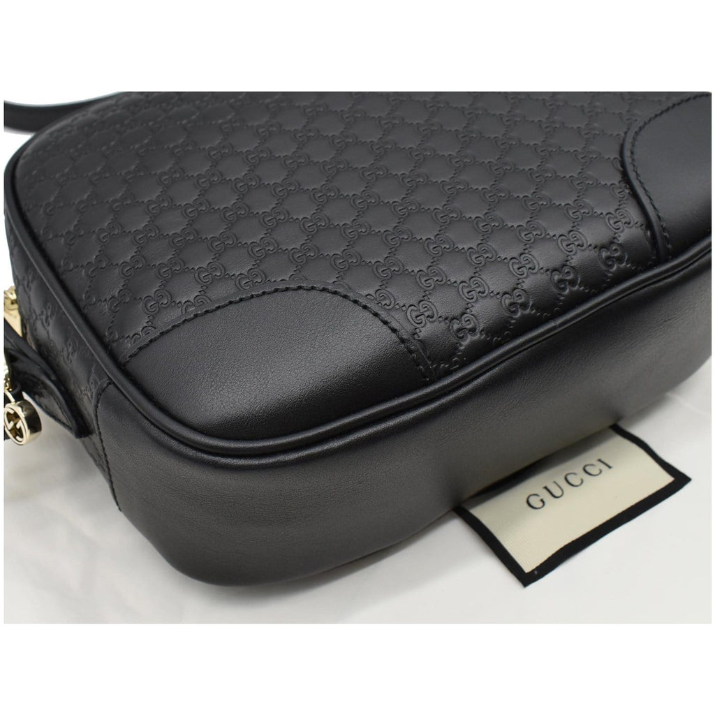 GUCCI Bree Mini GG Microguccissima Leather Crossbody Bag Black 449413