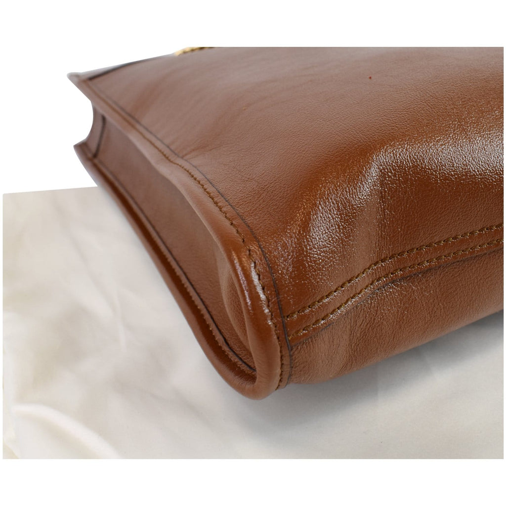 GUCCI Rajah Large Leather Tote Shoulder Bag Brown 537219