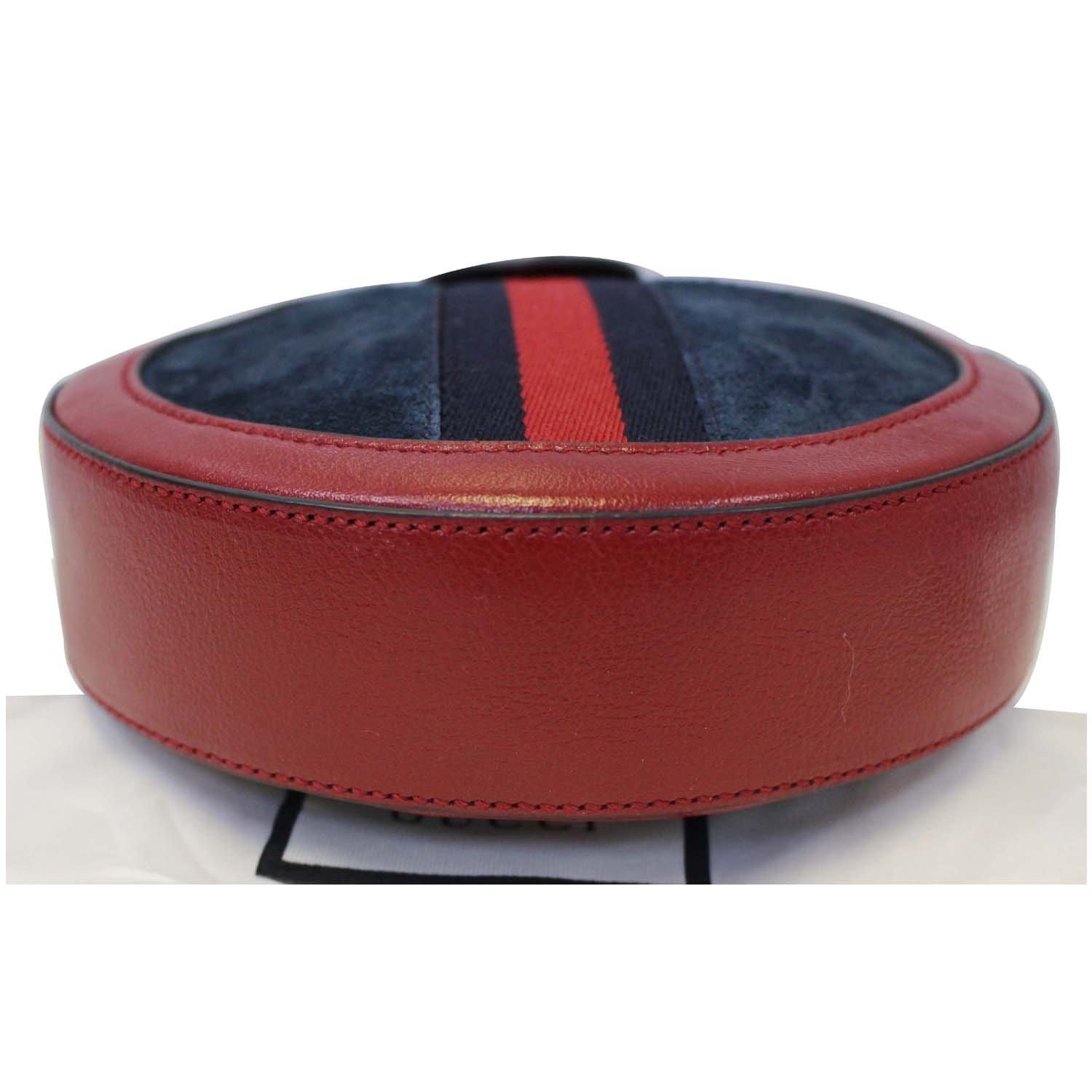 GUCCI Ophidia Mini GG Round Leather Shoulder Crossbody Bag 550618 Red