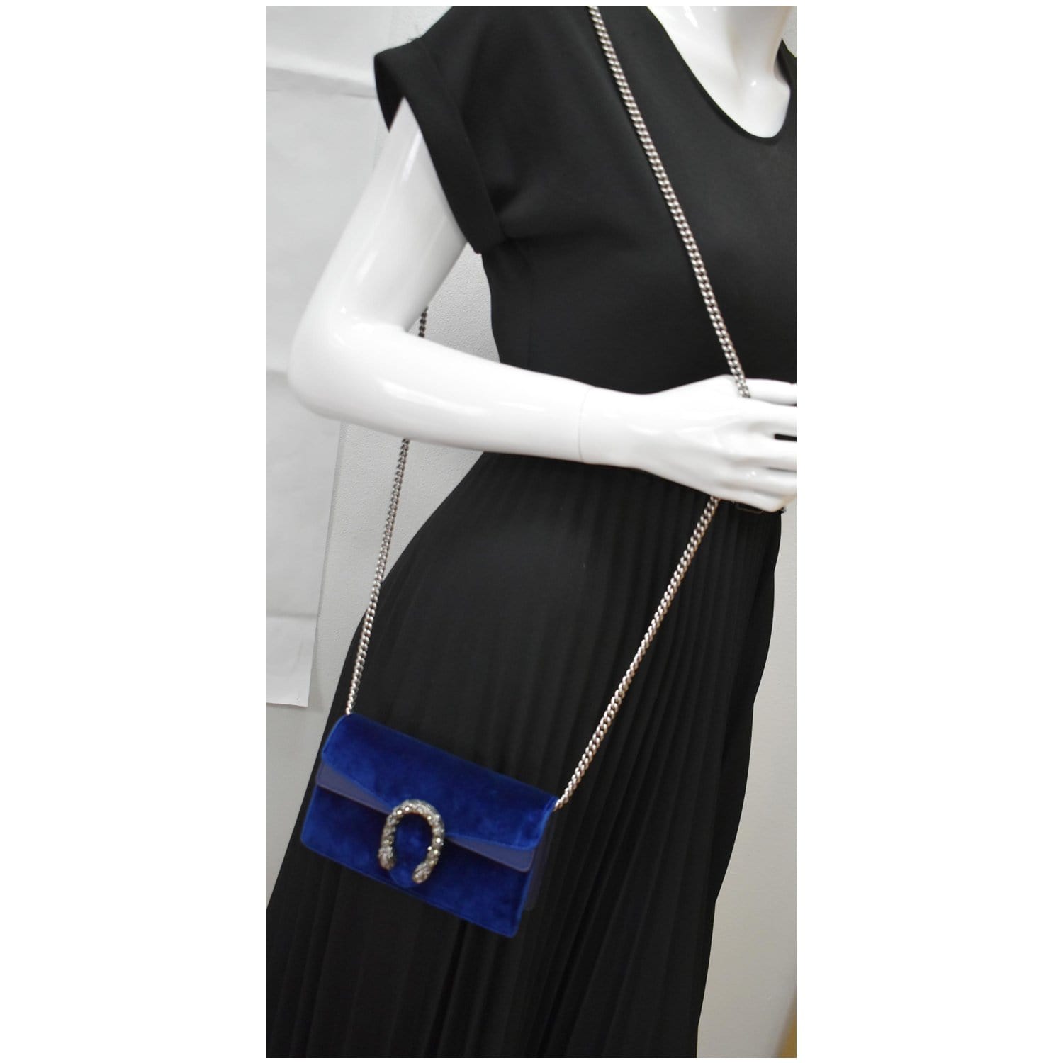 GUCCI Dionysus Super Mini Suede Leather Shoulder Bag Blue 476432