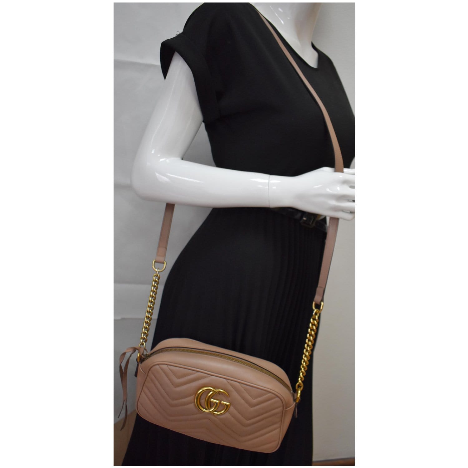 GUCCI GG Marmont Small Matelasse Leather Crossbody Bag Brown 447632 - 15% OFF