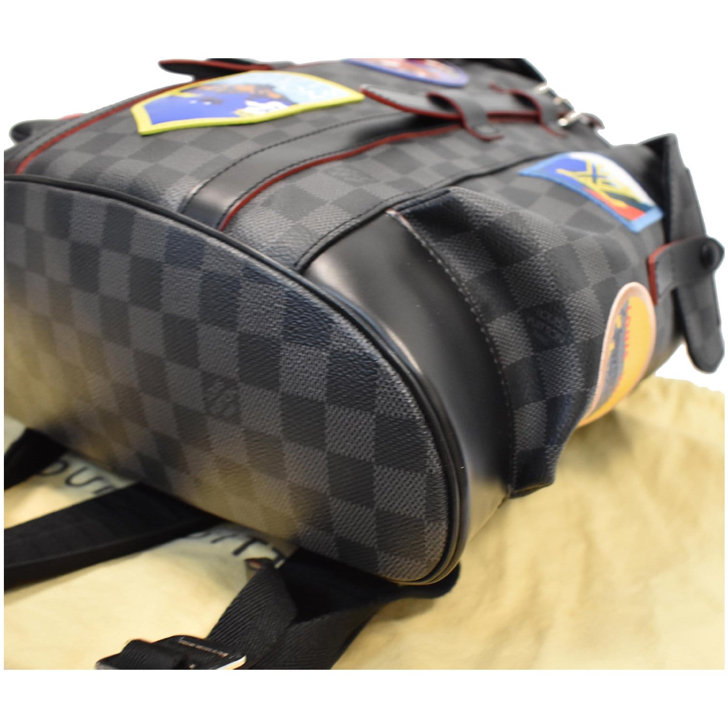 LOUIS VUITTON Alps Christopher Patch Damier Graphite Backpack Bag Black