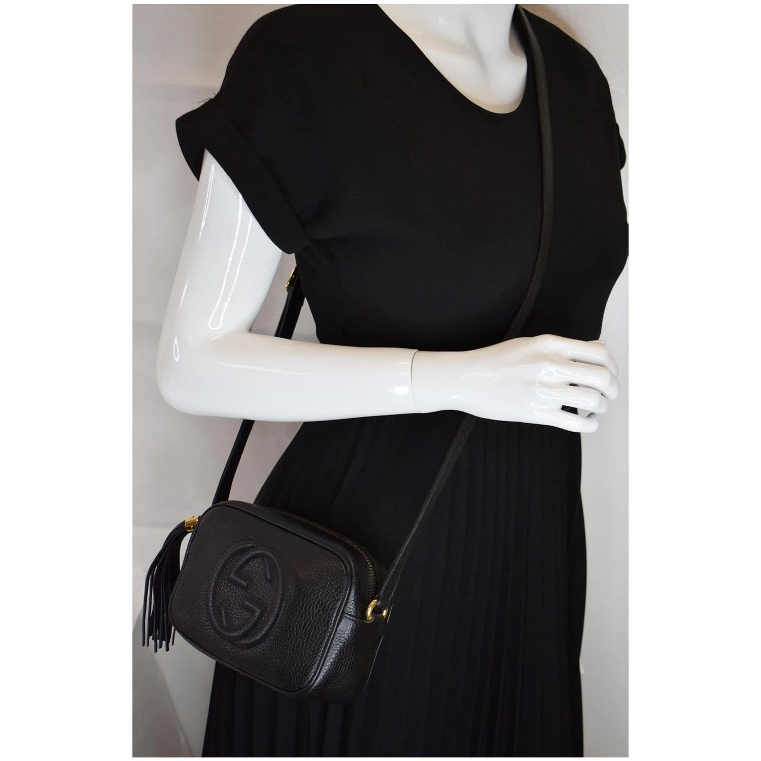 GUCCI Soho Disco Small Leather Crossbody Bag Black 347994