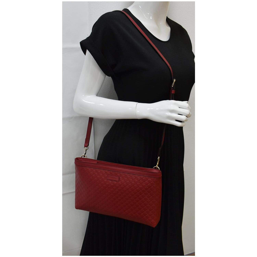 GUCCI Flat Microguccissima Leather Crossbody Wallet Red 607723 - 10% OFF