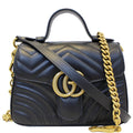 GUCCI GG Marmont Mini Leather Top Handle Shoulder Bag Black 547260