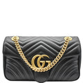 GUCCI GG Marmont Small Matelasse Leather Crossbody Bag Black 443497