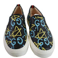 GUCCI Ghost Print Smooth Leather Slip-On Sneakers Black Size 9 - Last Call