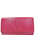 YVES SAINT LAURENT Large Belle de Jour Patent Leather Clutch Bag Pink