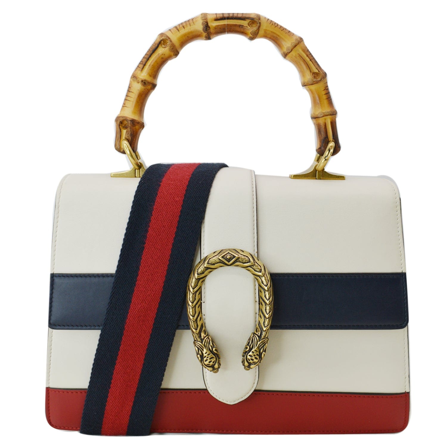 GUCCI Dionysus Bamboo Medium Leather Top Handle Shoulder Bag White - 10% Off