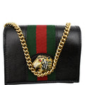 GUCCI Rajah Web Leather  Case Chain Wallet Black 573790