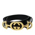 GUCCI Horsebit Interlocking Leather Belt Black 550122 Size 95/38
