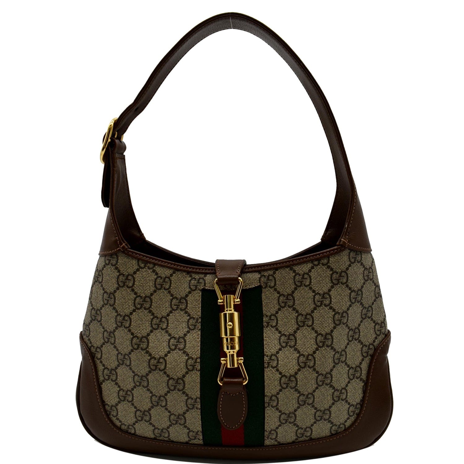 GUCCI Jackie 1961 Small GG Supreme Canvas Leather Hobo Bag Beige 636706