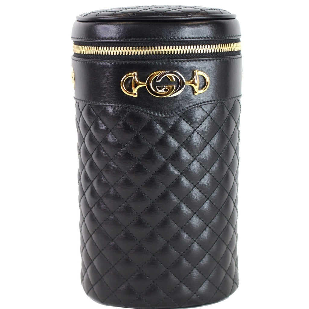 GUCCI Trapuntta Calfskin Leather Belt Crossbody Bag Black 572298