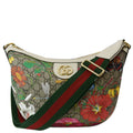 GUCCI Ophidia Half Moon Small Flora GG Canvas Hobo Bag Beige 626509