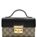 GUCCI Padlock Mini GG Supreme Canvas Top Handle Crossbody Bag Beige 652683