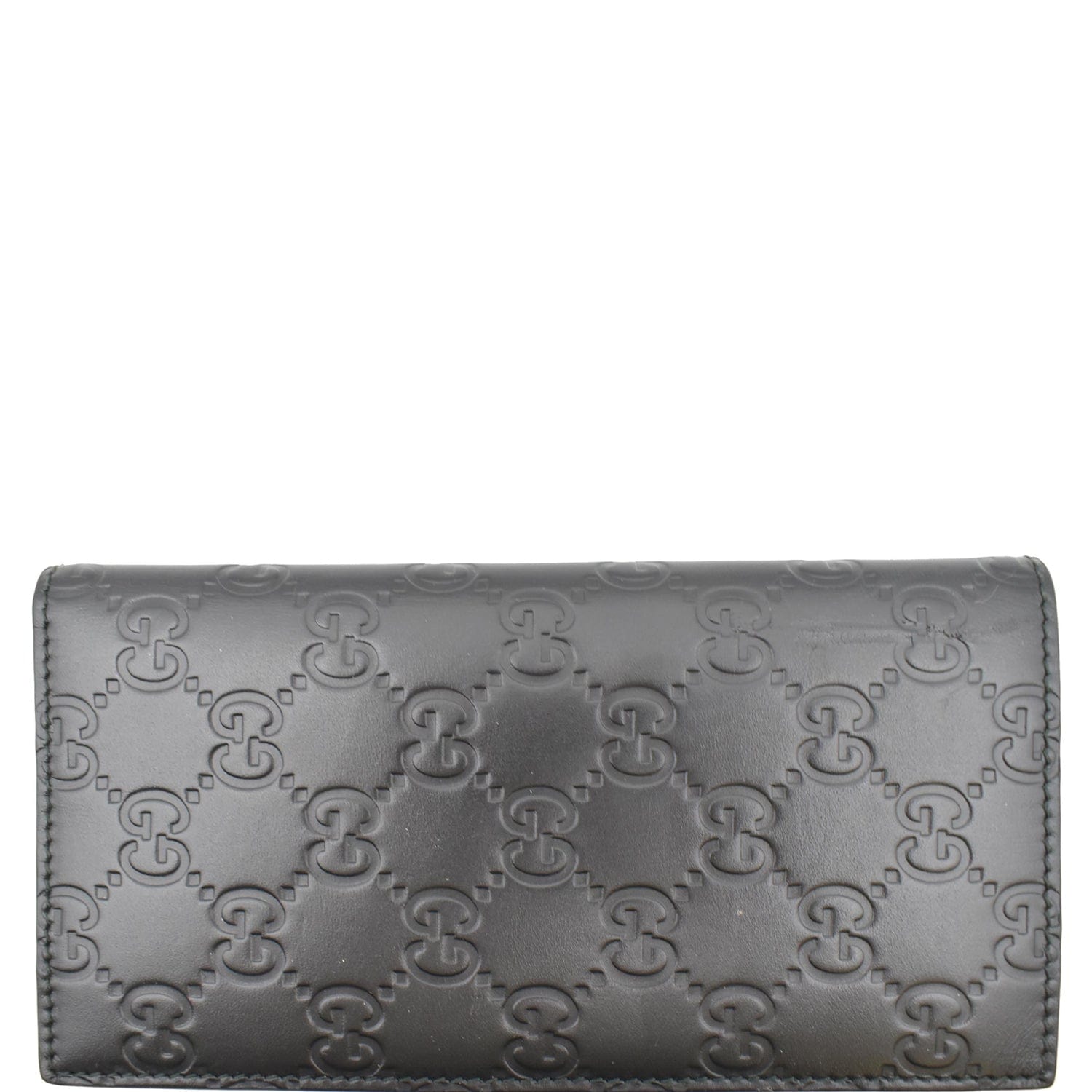 GUCCI Continental Long GG Guccissima Leather Wallet Black 224183