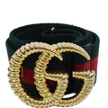 GUCCI Torchon Double G Web Elastic Belt Dark Green Size 90/36