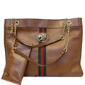 GUCCI Rajah Large Leather Tote Shoulder Bag Brown 537219