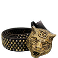 GUCCI Feline Head Studded Leather Belt Black 451224 - 15% OFF