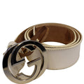 GUCCI Interlocking G White Leather Belt Size 41