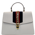 GUCCI Maxi Sylvie Calfskin Top Handle Bag White 477631