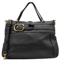 GUCCI Ride Medium Pebbled Leather Top Handle Shoulder Bag Black