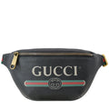 GUCCI Print Grained Calfskin Leather Small Belt Bag Black 527792
