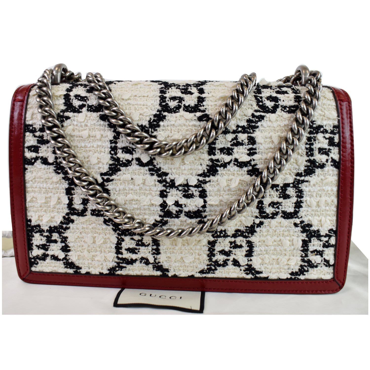 GUCCI Dionysus GG Tweed Small Shoulder Bag Cerise 400249