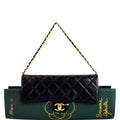 CHANEL Gabrielle Brasserie Menu Flap Calfskin Chain Clutch Bag Black