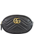 GUCCI GG Marmont Matelasse Leather Belt Bag Black 476434