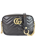 GUCCI GG Marmont Matelasse Mini Leather Shoulder Bag Black 448065
