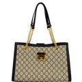 GUCCI Padlock Medium GG Supreme Canvas Shoulder Bag Beige 479197