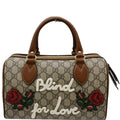 GUCCI Blind for Love Embroidered GG Supreme Canvas Boston Bag Maple Brown 409529