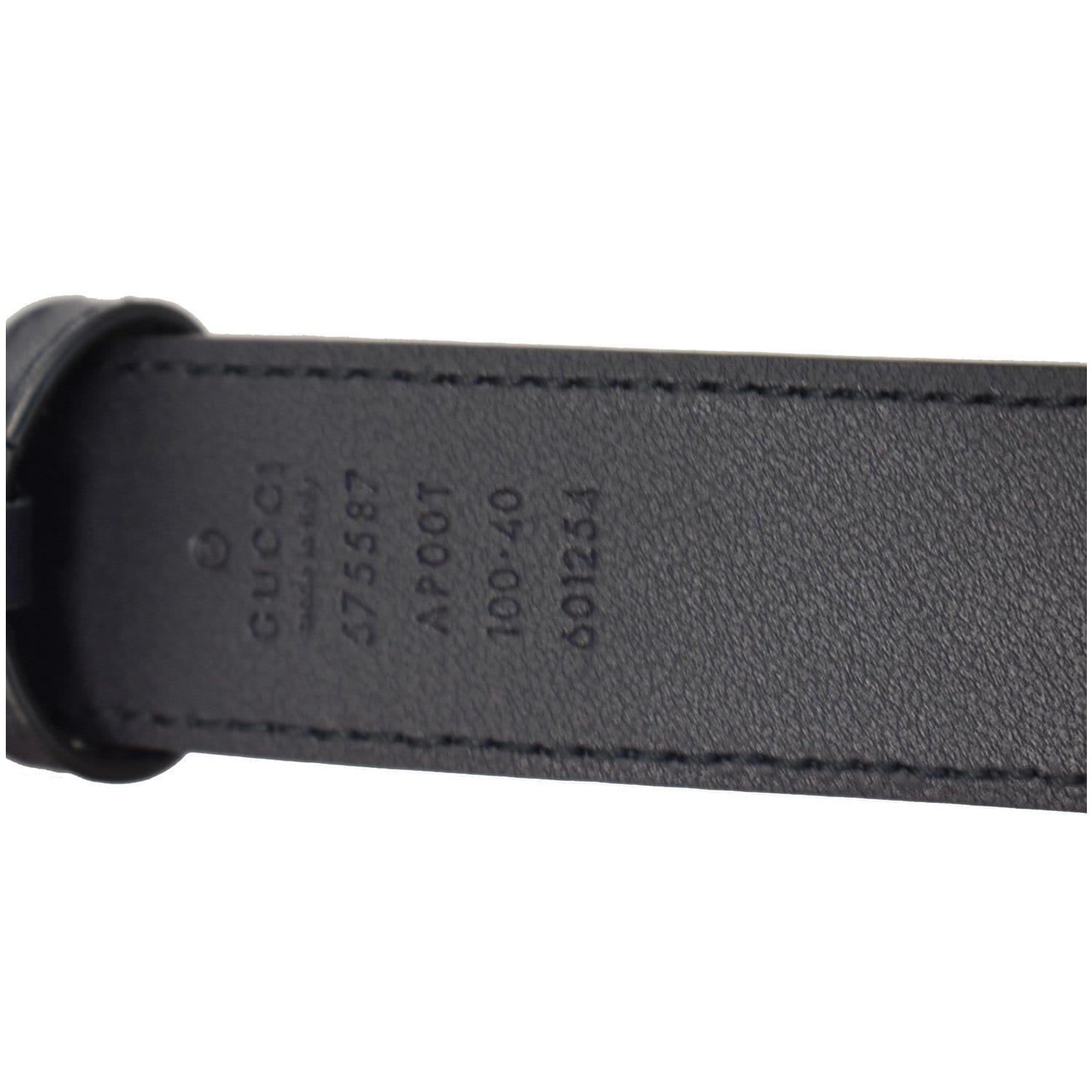 GUCCI Framed Double G Buckle Leather Belt Navy Blue 575587