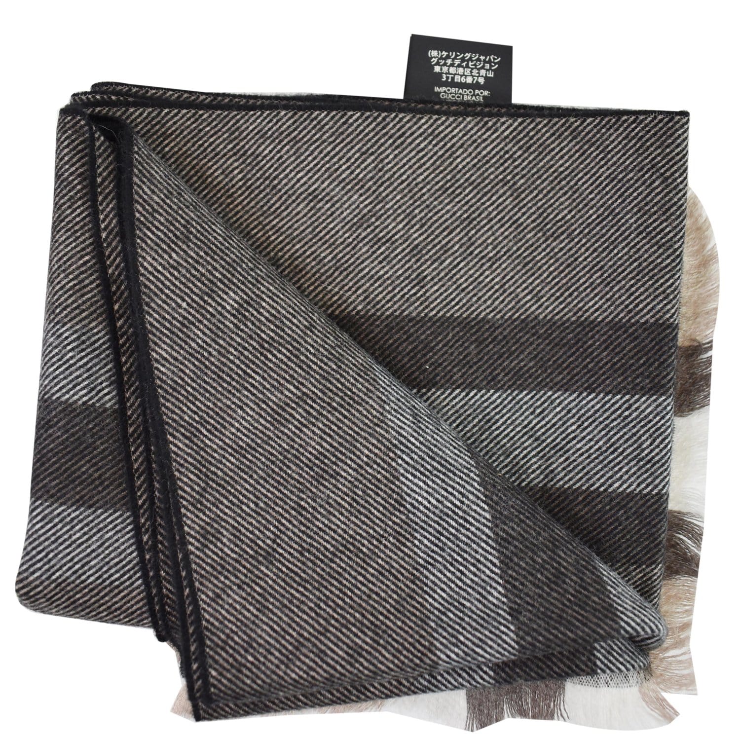 GUCCI Web Stripe Wool Scarf Brown 387574